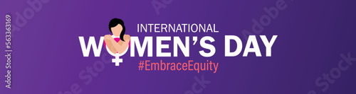 International Women's Day 2023, campaign theme: #EmbraceEquity. Women's Day vector illustration. Give equity a huge embrace.
