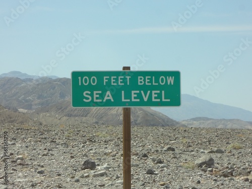 100 Feet Below Sea Level Sign at Death Valley National Park