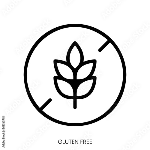 gluten free icon. Line Art Style Design Isolated On White Background