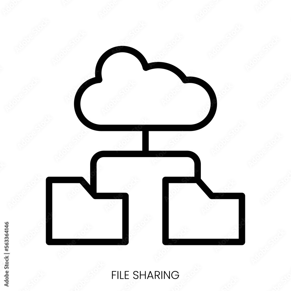 file sharing icon. Line Art Style Design Isolated On White Background