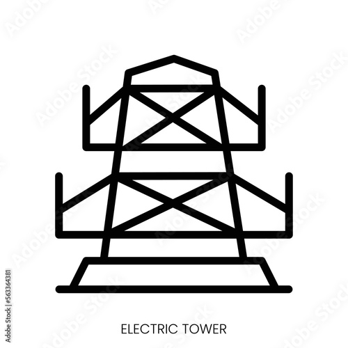 electric tower icon. Line Art Style Design Isolated On White Background