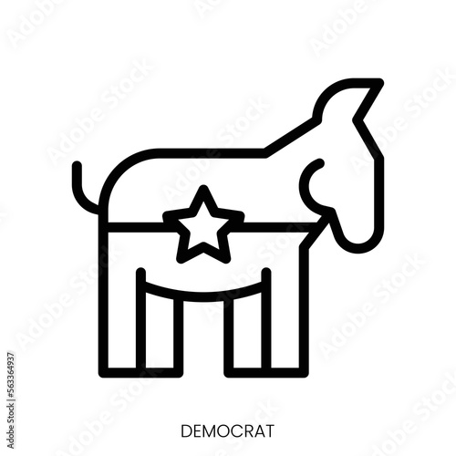 democrat icon. Line Art Style Design Isolated On White Background photo