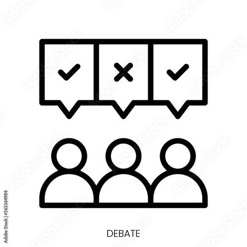 debate icon. Line Art Style Design Isolated On White Background