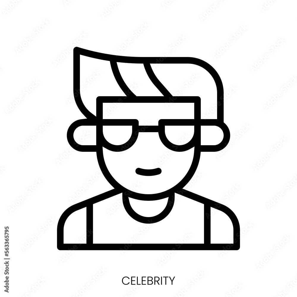 celebrity icon. Line Art Style Design Isolated On White Background