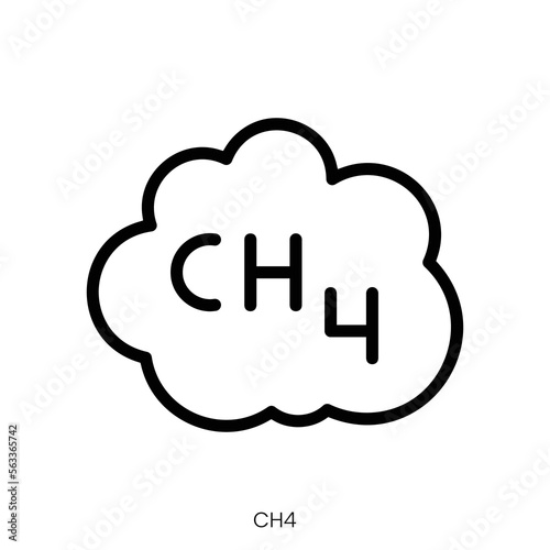 ch4 icon. Line Art Style Design Isolated On White Background