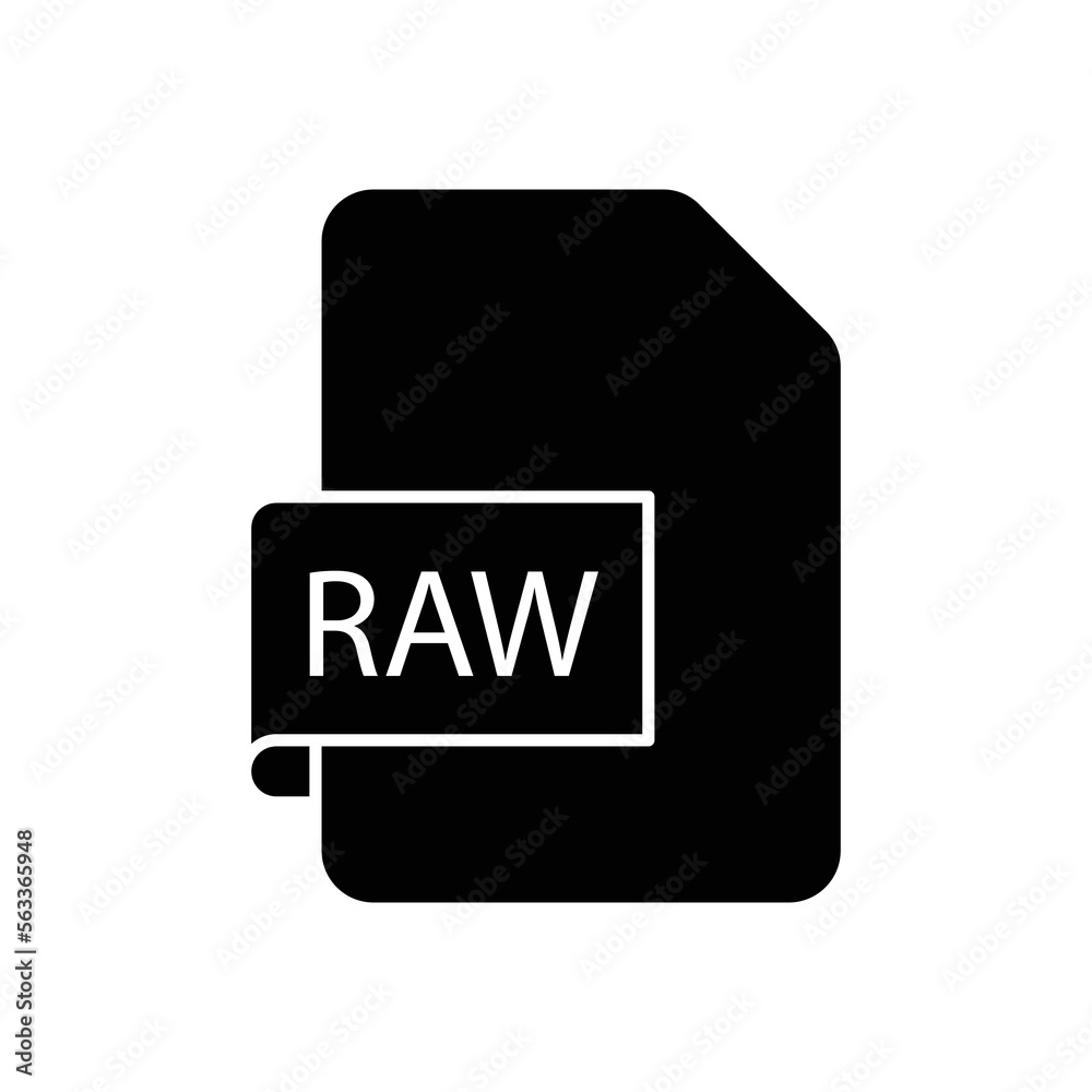 Raw file icon flat style isolated on white background. Vector illustration Raw file icon flat style isolated on white background. Vector illustration