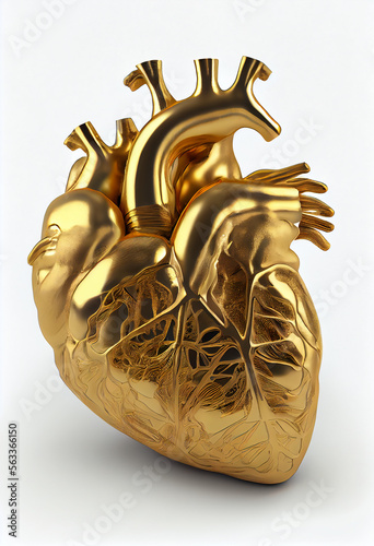 golden heart isolated on white background