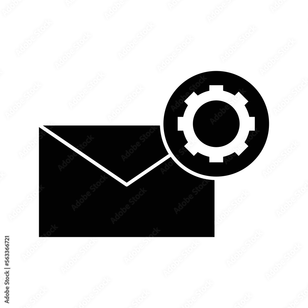 Email configuration icon design. Mail setting vector. Envelope and gear icon. isolated on white background Email configuration icon design. Mail setting vector. Envelope and gear icon. isolated on white background