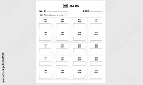 Add math worksheet for kids, Kindergarten printable activity, and homework pages