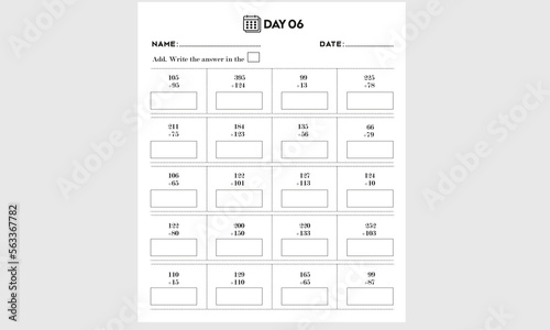 Add math worksheet for kids, Kindergarten printable activity, and homework pages
