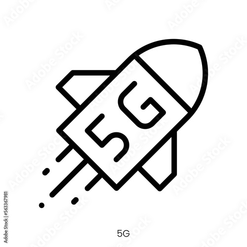 5g icon. Line Art Style Design Isolated On White Background © simple Icon