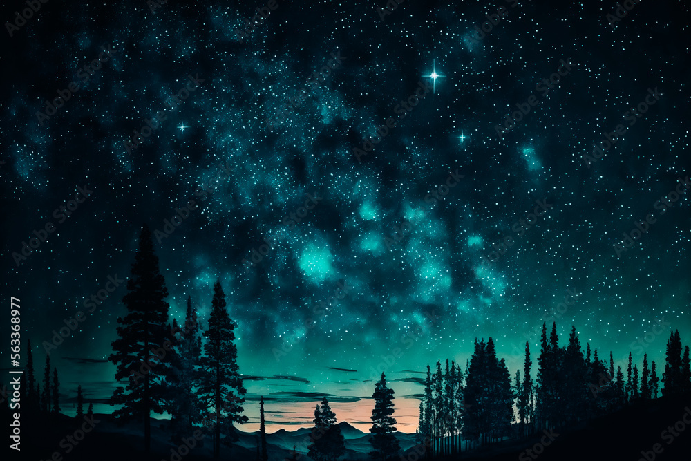 Naklejka premium Night Sky with Stars The dark sky is filled with a brilliant array of stars