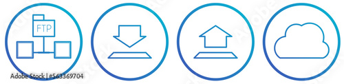 Ftp icon, download icon, upload icon, cloud icon outlone gradient color