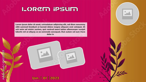Plantation flyer design and nature related flyer and poster design vector template with pink and golden colour