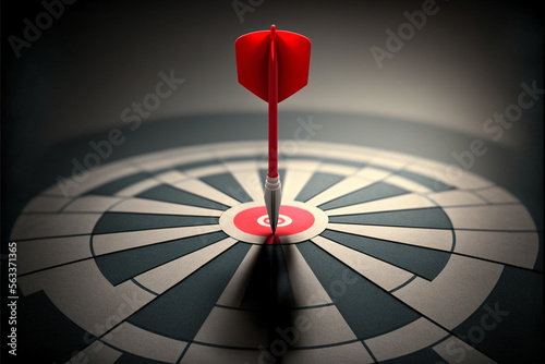 Red Dart Aimed in the Center of the Board