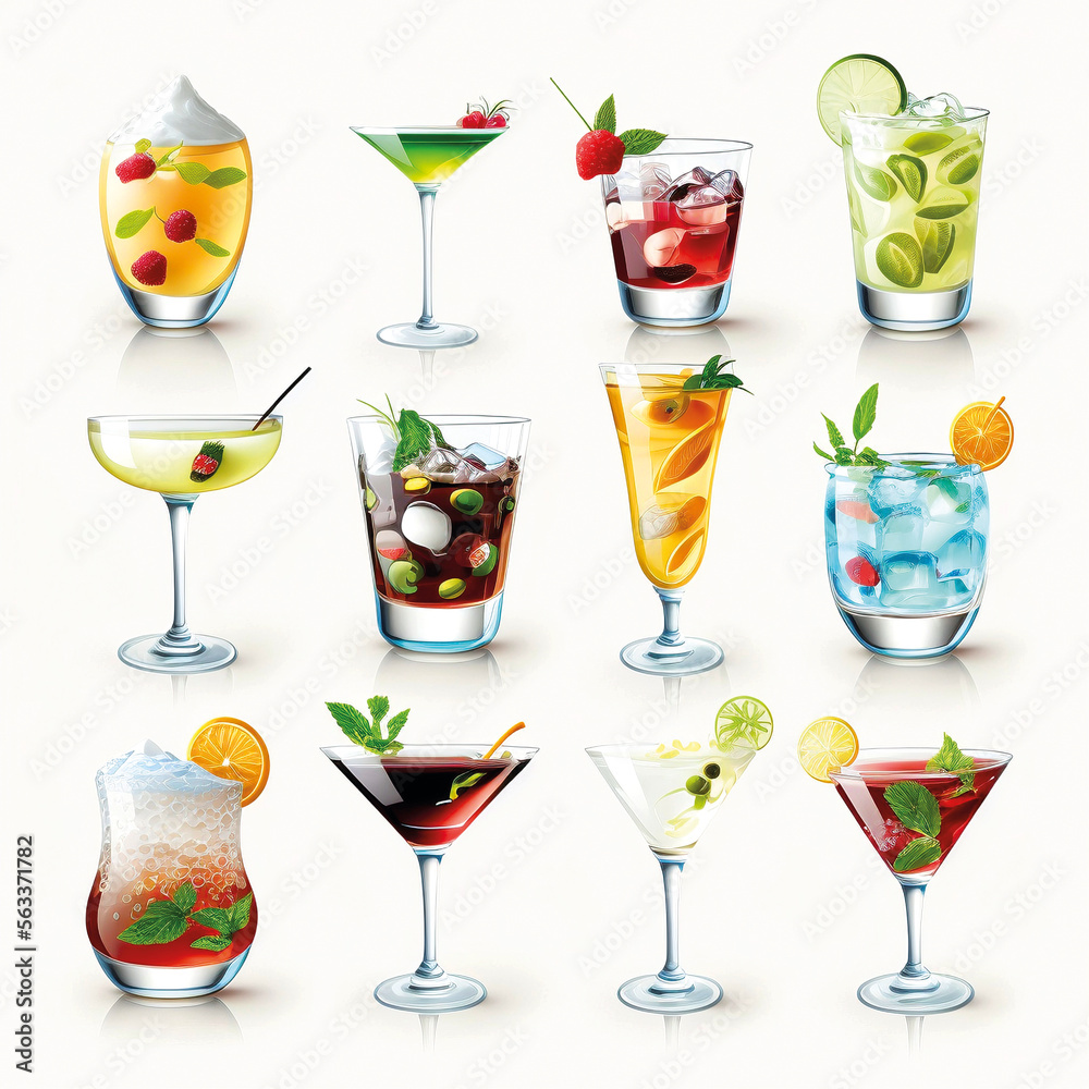 Cocktail Gläser Iconset – Generative AI Cocktail Gläser Iconset – Generative AI
