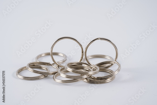 chrome stainless steel blank split rings two vertical isolated on a white background