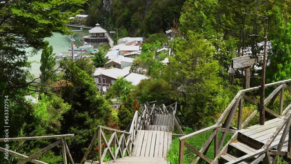 wooden piers and walkways of lumber town Caleta Tortel wooden piers and walkways of lumber town Caleta Tortel