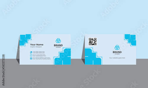 Business card design . double sided business card template modern and clean style . Modern business card template blue color. Flat design vector abstract creative. Professional business card template.