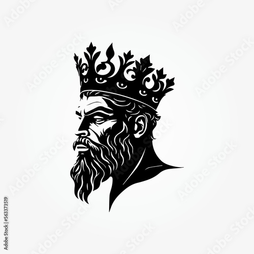 Black and white vector template of a king's head silhouette