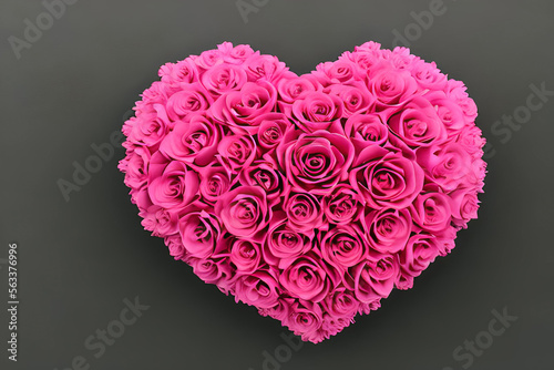 pink flowers rose heart on a background,Valentine's Day