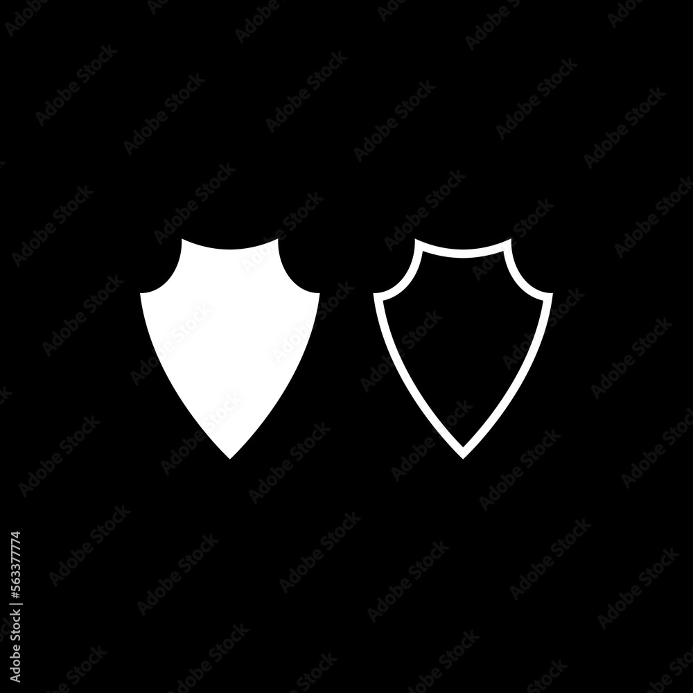 Shield icon isolated on black background. Shield icon isolated on black background.