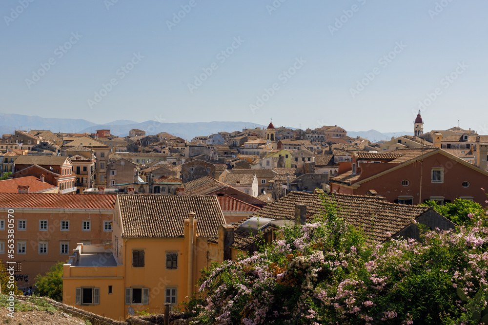 Panoramic view of Corfu Old Town, Islands, Greece.