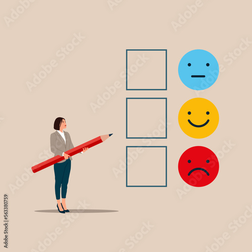 Man checking his mental health. Anxiety and happiness. Modern flay vector illustration.