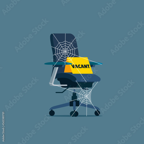 Office chair with vacant sign. Business hiring and recruiting. Vector illustration in flat style.
