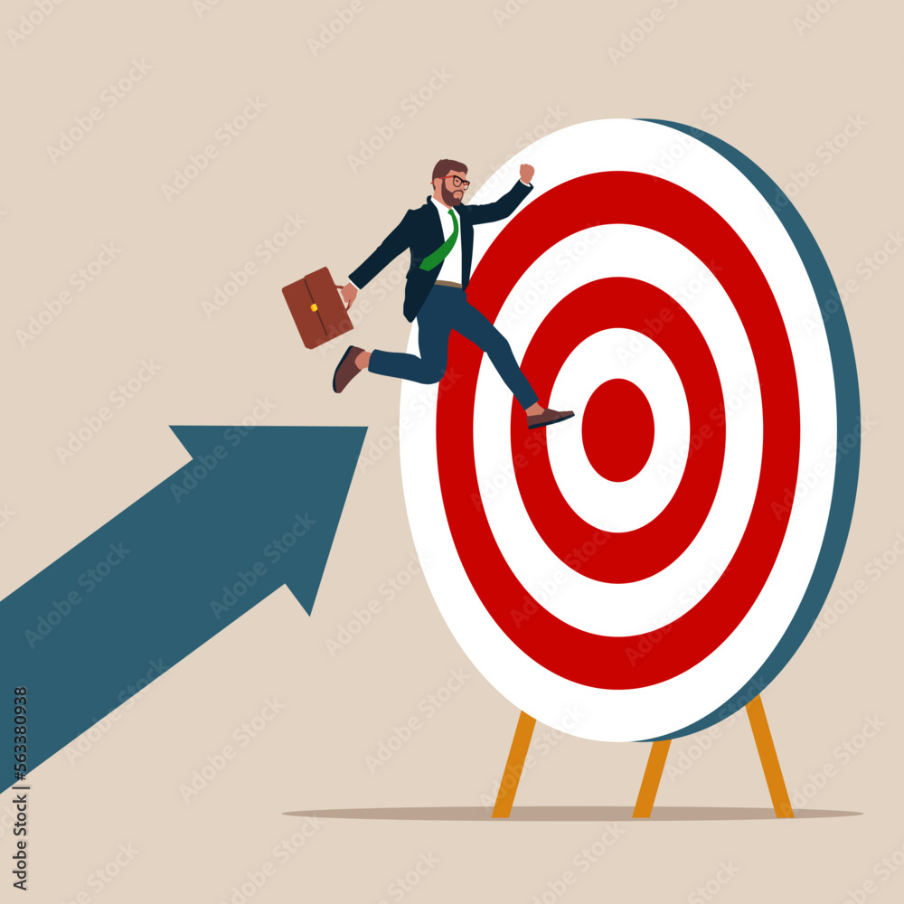 Businessman into target. Business successful and Achievement. Flat vector illustration Businessman into target. Business successful and Achievement. Flat vector illustration
