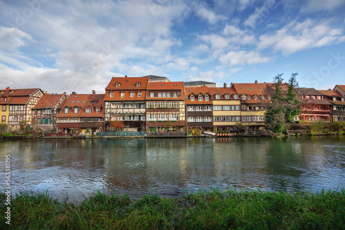 Colorful houses at Regnitz River riverbank - Bamberg, Bavaria, Germany © diegograndi