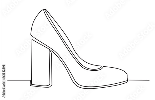 Single continuous line drawing of high heel shoe for woman fashion isolated on white background vector illustration