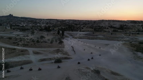 Wonderful views of Cappadocia through the eyes of an eagle. Quadrocycles. The view from the drone. photo