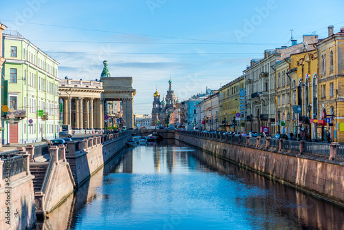 Embankments of the Griboyedov Canal in the old European city of St. Petersburg. Russia
