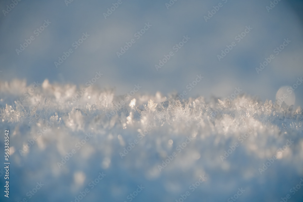 close-up of Frozen snowflakes