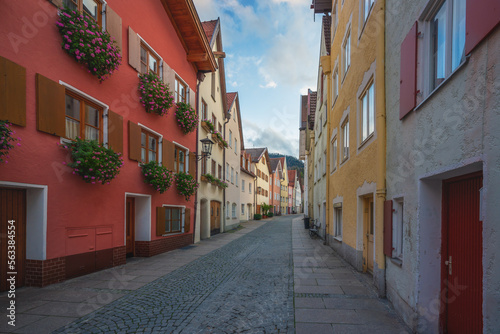 Colorful houses at Fussen Old Town (Altstadt) - Fussen, Bavaria, Germany
