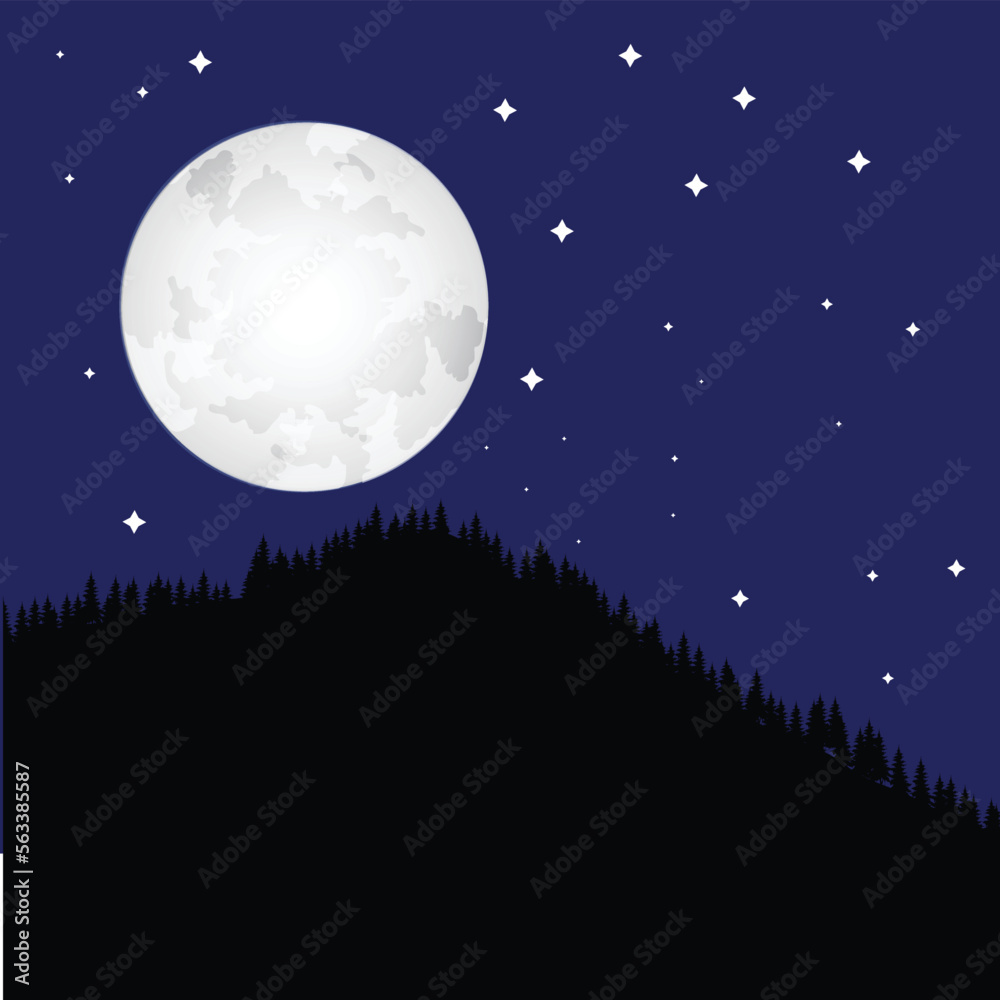 Fototapeta premium full moon over the mountains
