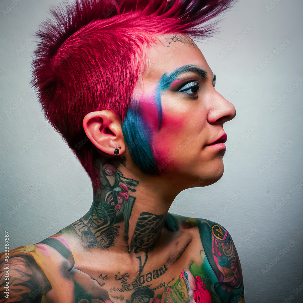 Punk singer with tattoos stock image. Image of medallion - 235010421
