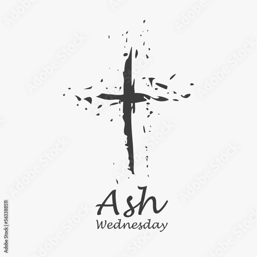 grunge cross for ash wednesday banner template