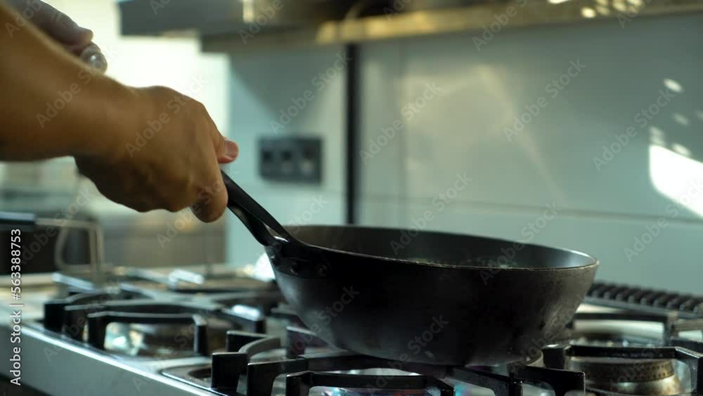 The Chef Preparing Pasta in a Pan Restaurant Kitchen 4K The Chef Preparing Pasta in a Pan Restaurant Kitchen 4K