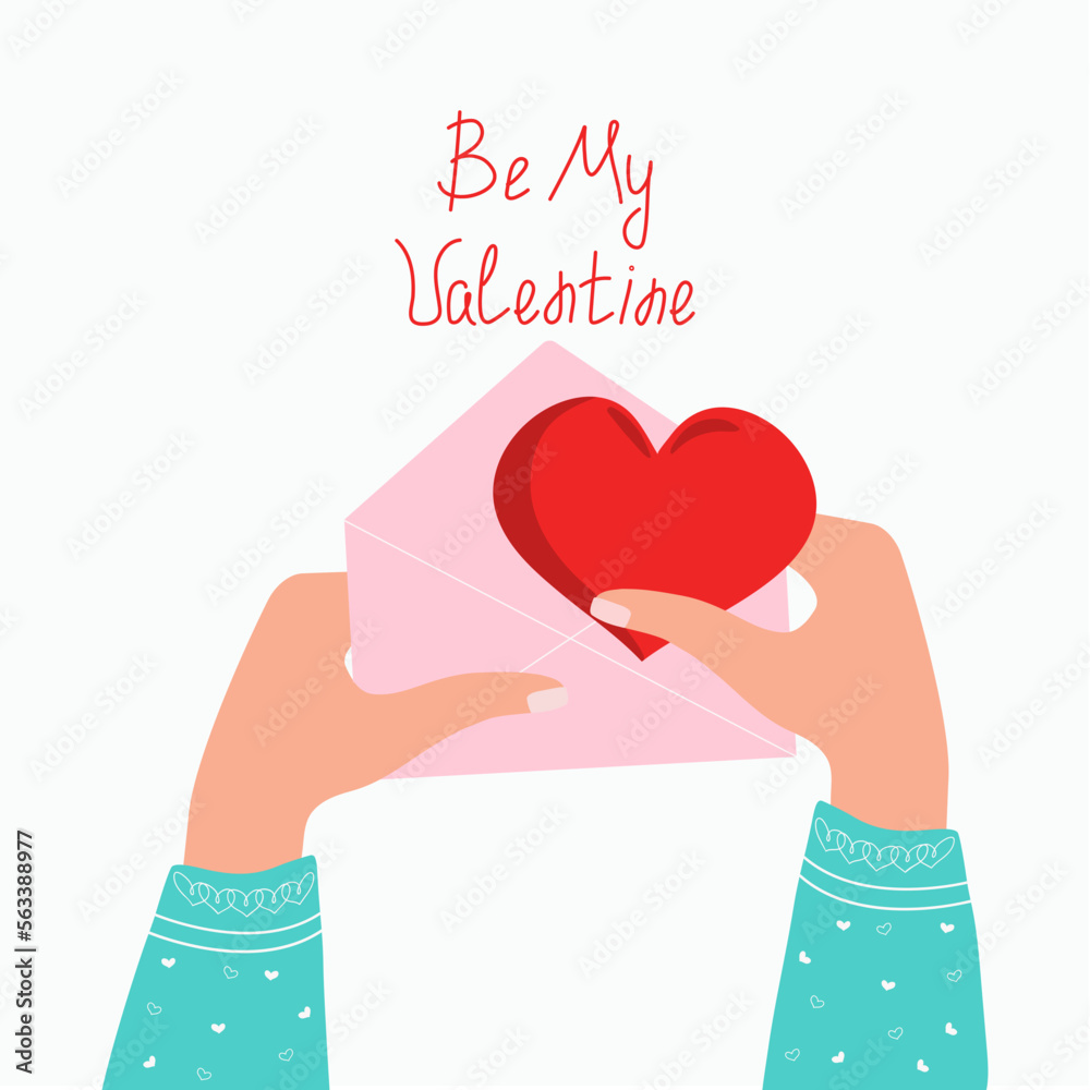 Romantic Love Letters for Her and for Him with red heart and Romantic Love Letters for Her and for Him with red heart and