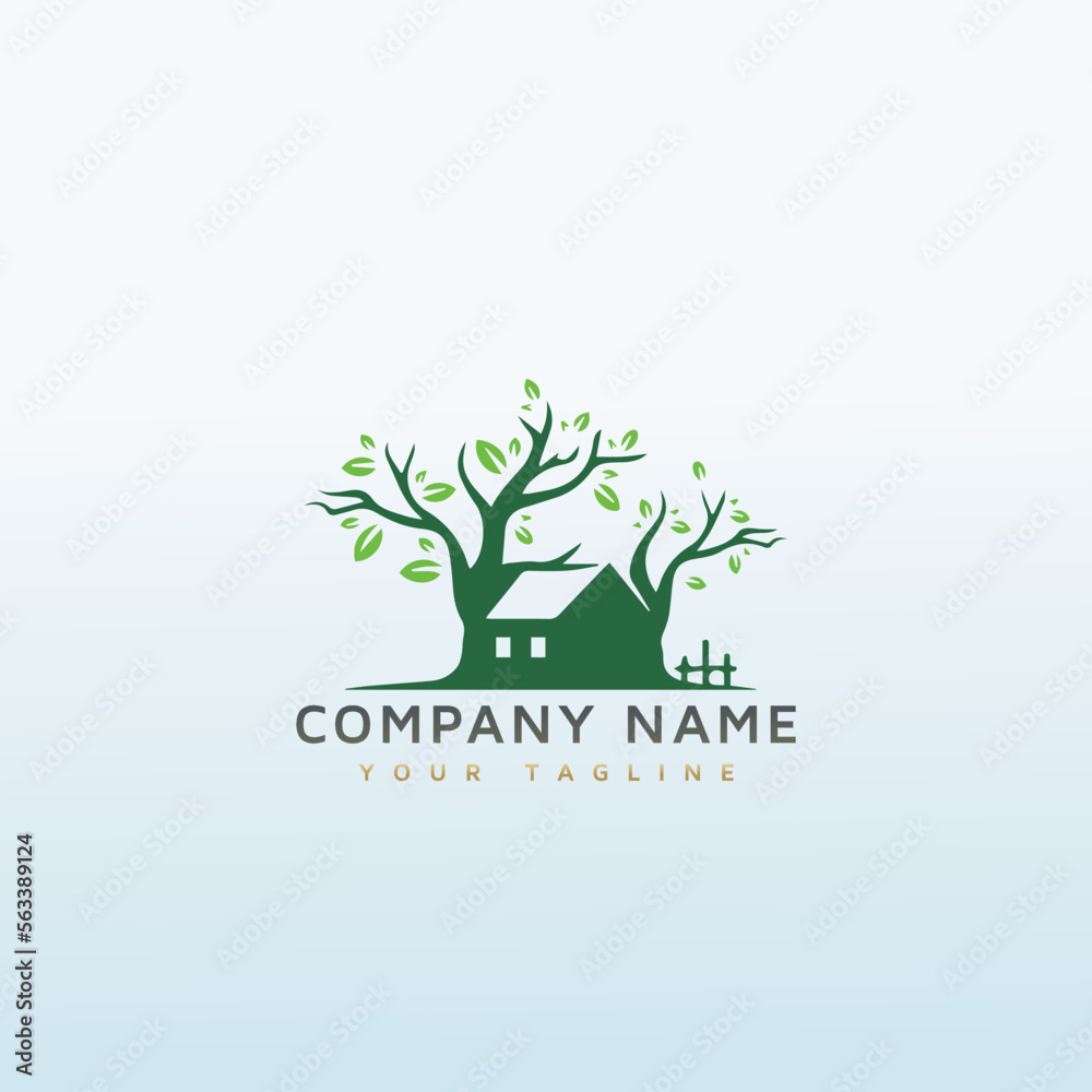 Obraz premium Village Tree vector logo design