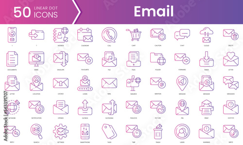 Set of email icons. Gradient style icon bundle. Vector Illustration