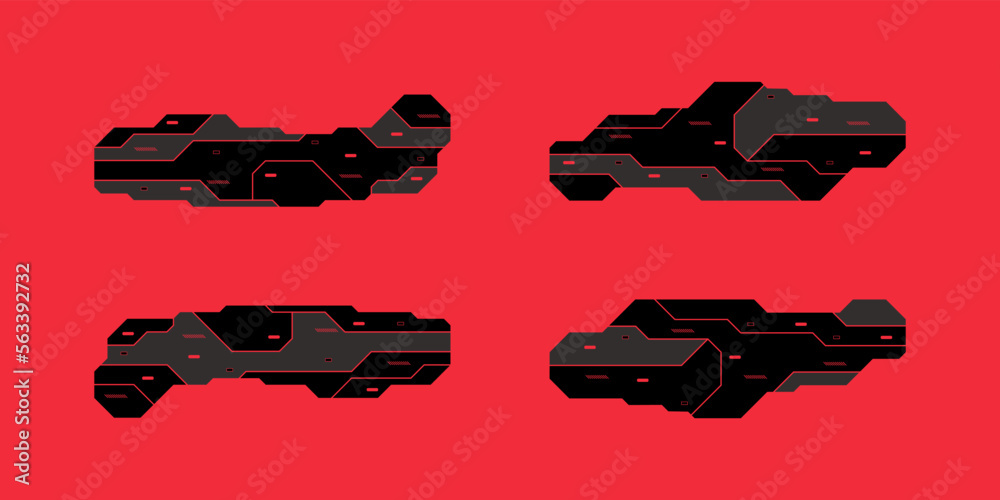 Naklejka premium HUD set frames, futuristic modern user interface elements, control panel, cyberpunk interface panel vector illustration set.