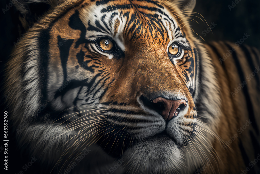 Fototapeta premium portrait of a tiger, generative AI