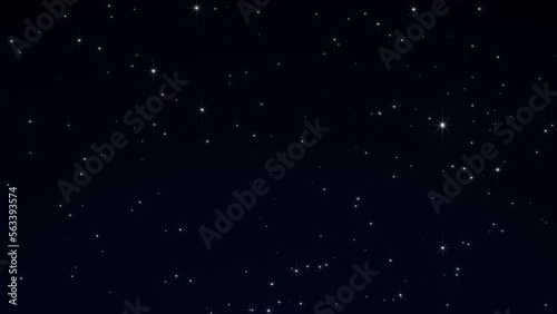 Starry night sky, starry night dark blue background with starlight sparkles twinkling and blinking in universe space. 4k looped animation photo