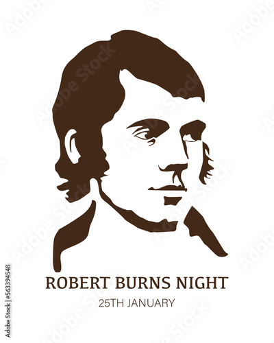 Robert Burns Night 25th January Scottish heritage festival. Vector vintage illustration photo