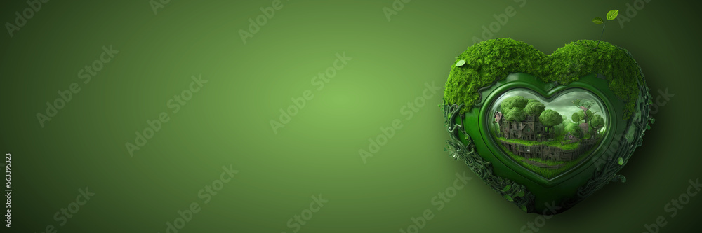 Green heart, healthy environment symbol, love for nature, nature-conscious