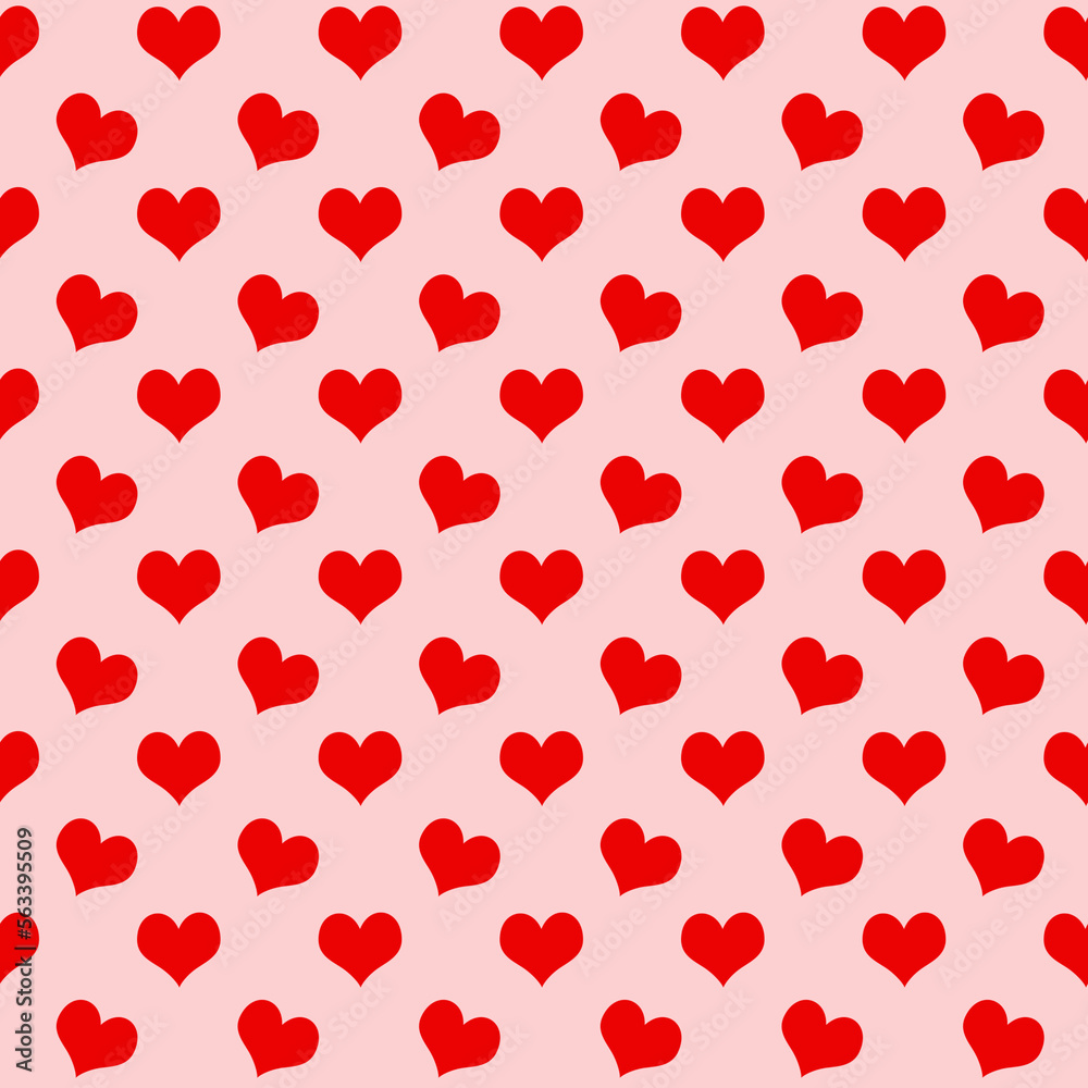 Red Hearts Happy Valentines Day.Hearts red seamless pattern on white background