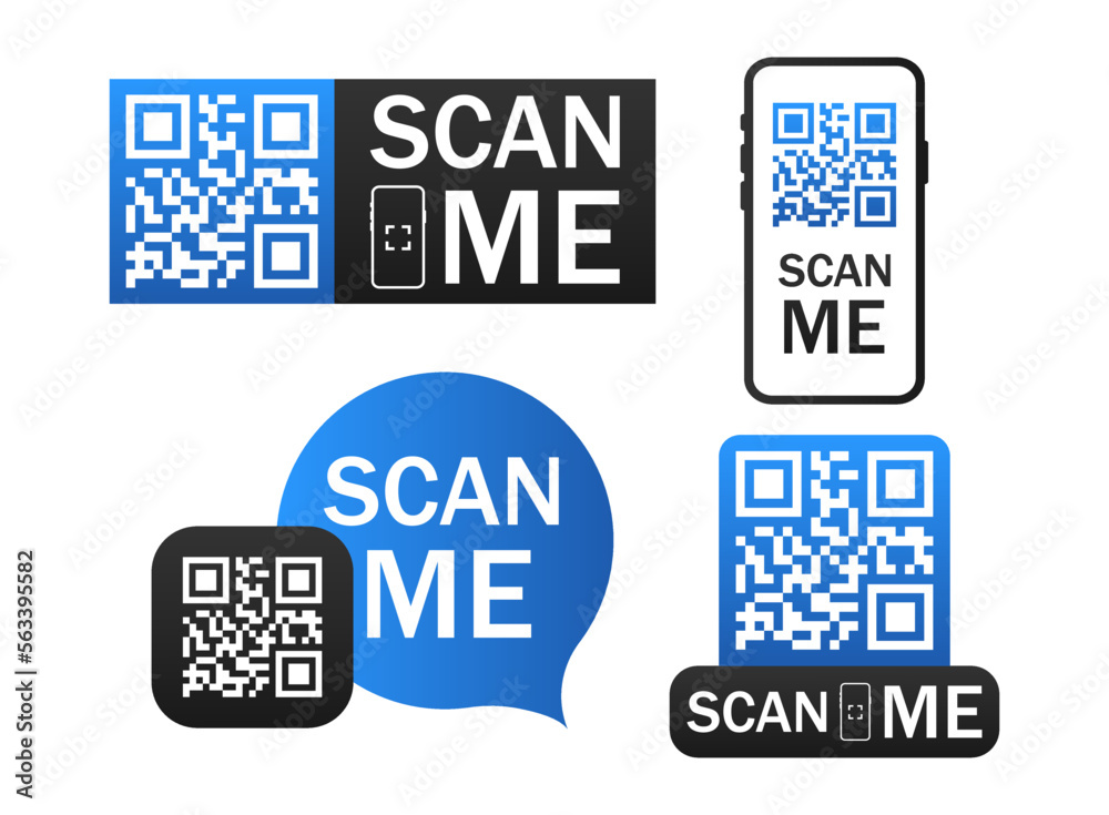 Lunger Code Scan 1 Vf Scan me icon with QR code. QR code scan icon set. Scan me frame. Qrcode